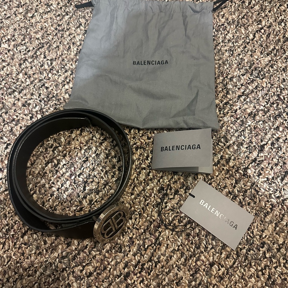 Balenciaga Black Belt with Matte Buckle
